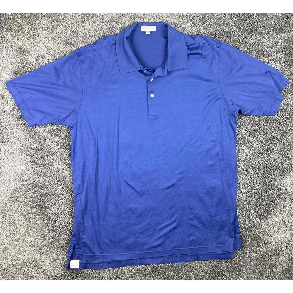 Peter Millar Blue Cotton Polo Shirt Men XL Made in Korea Casual Knit Top